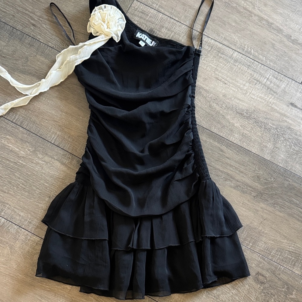 Black Tiered Ruffle Slip Dress
